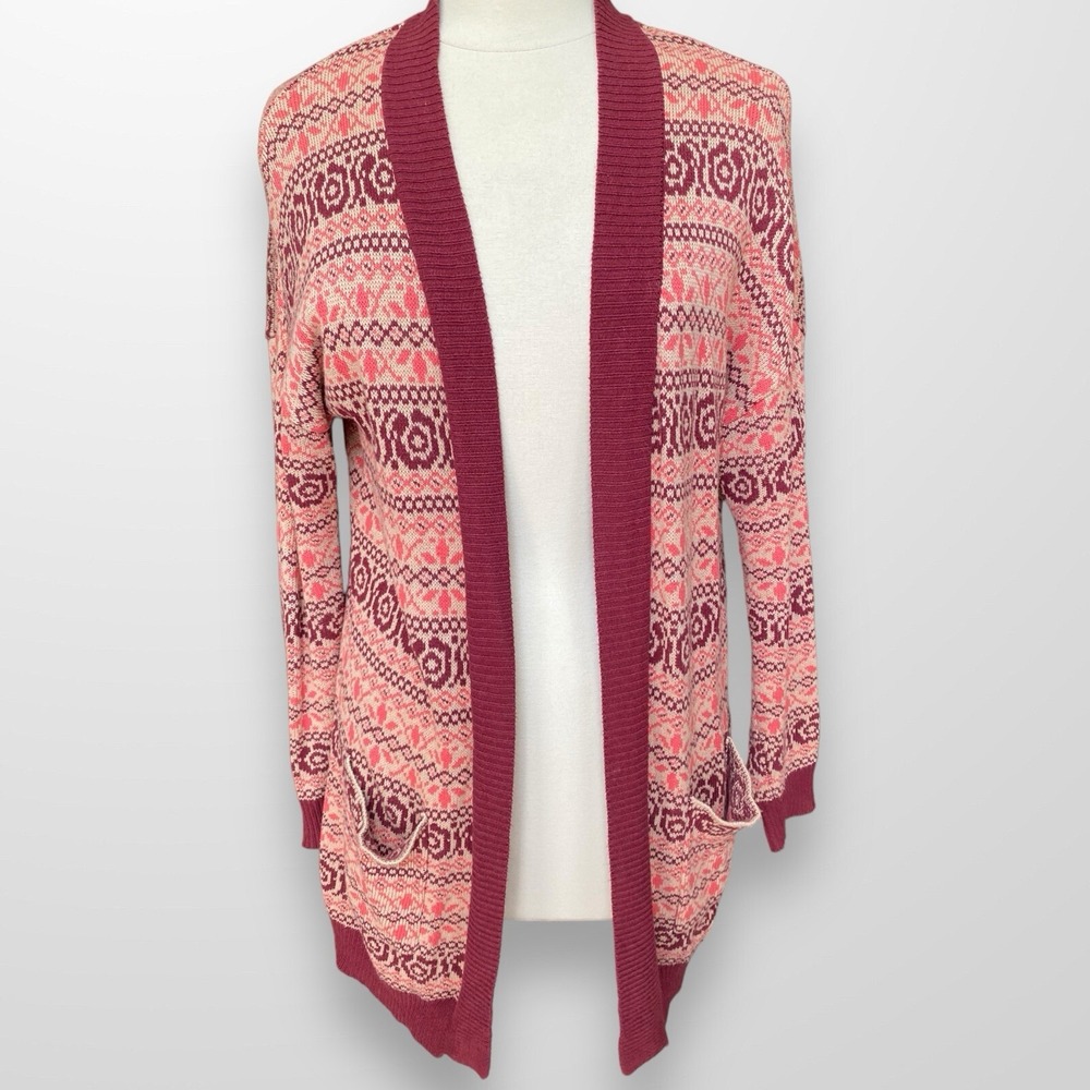 Matilda Jane Women's Size Small Cardigan Sweater Fair Isle‎ Open Front Casual